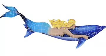 Artistry In Mosaics Mermaid with Dolphin Porcelain Pool Design 25" x 70"